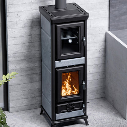 Thermorossi Agnese EVO6 Stone Kaminofen im Wohnraum