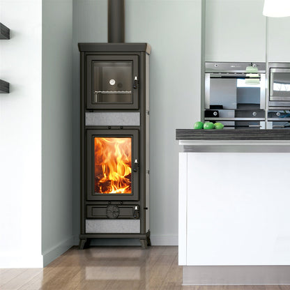 Kaminofen Thermorossi Anna Evo6 Stone im Wohnraum