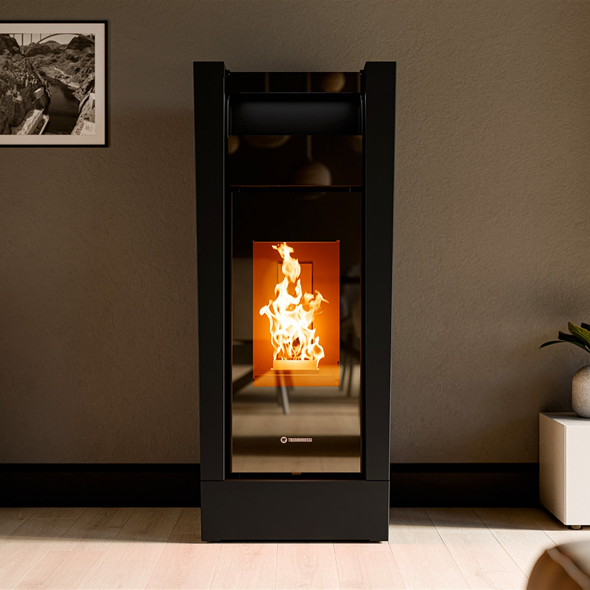 Thermorossi Creo Supreme Natural Air EVO Pelletofen im Wohnraum