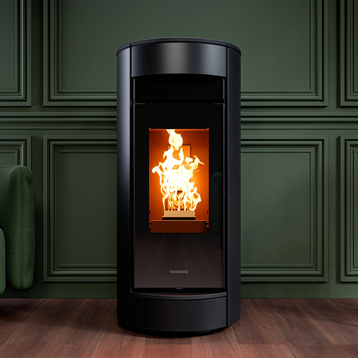 Thermorossi Moma Natural Air EVO Pelletofen im Wohnraum
