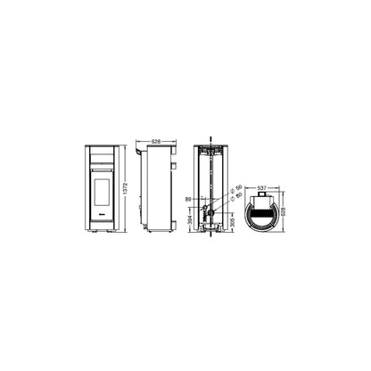 Technische Zeichnung des Thermorossi Moma Supreme Natural Air EVO mit Maßen