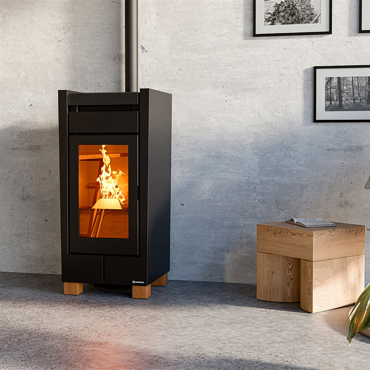Thermorossi Mood Evo Pelletofen im Wohnraum