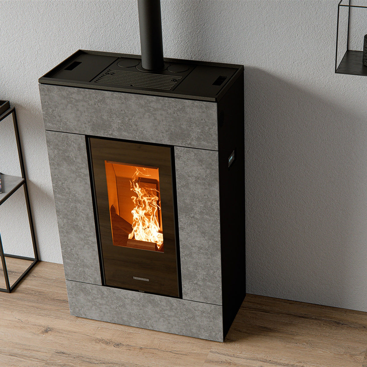 Thermorossi SlimQuadro Lumia Stone vollständig im Wohnraum