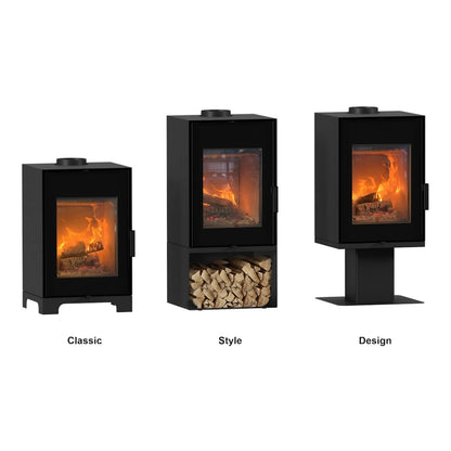 Kaminofen Wamsler Duplo Feuerbox ohne Unterbau | 8,5 kW – Gegenüberstellung der Ausführungen Classic, Style und Design