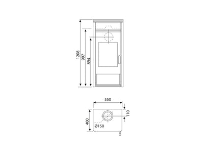 Kaminofen Wamsler Fulgor mit Warmhaltefach | 6/8 kW â€“ Herstelleransicht 2