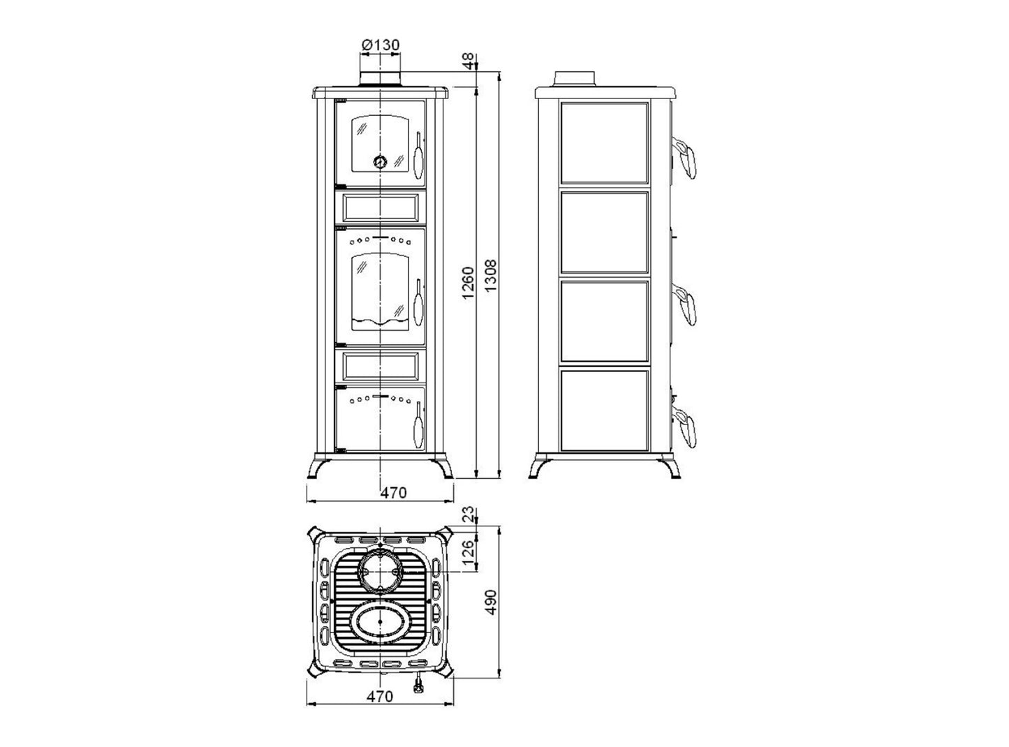 Kaminofen Wamsler Romantik II mit Backfach | 7,5 kW â€“ Herstelleransicht 2