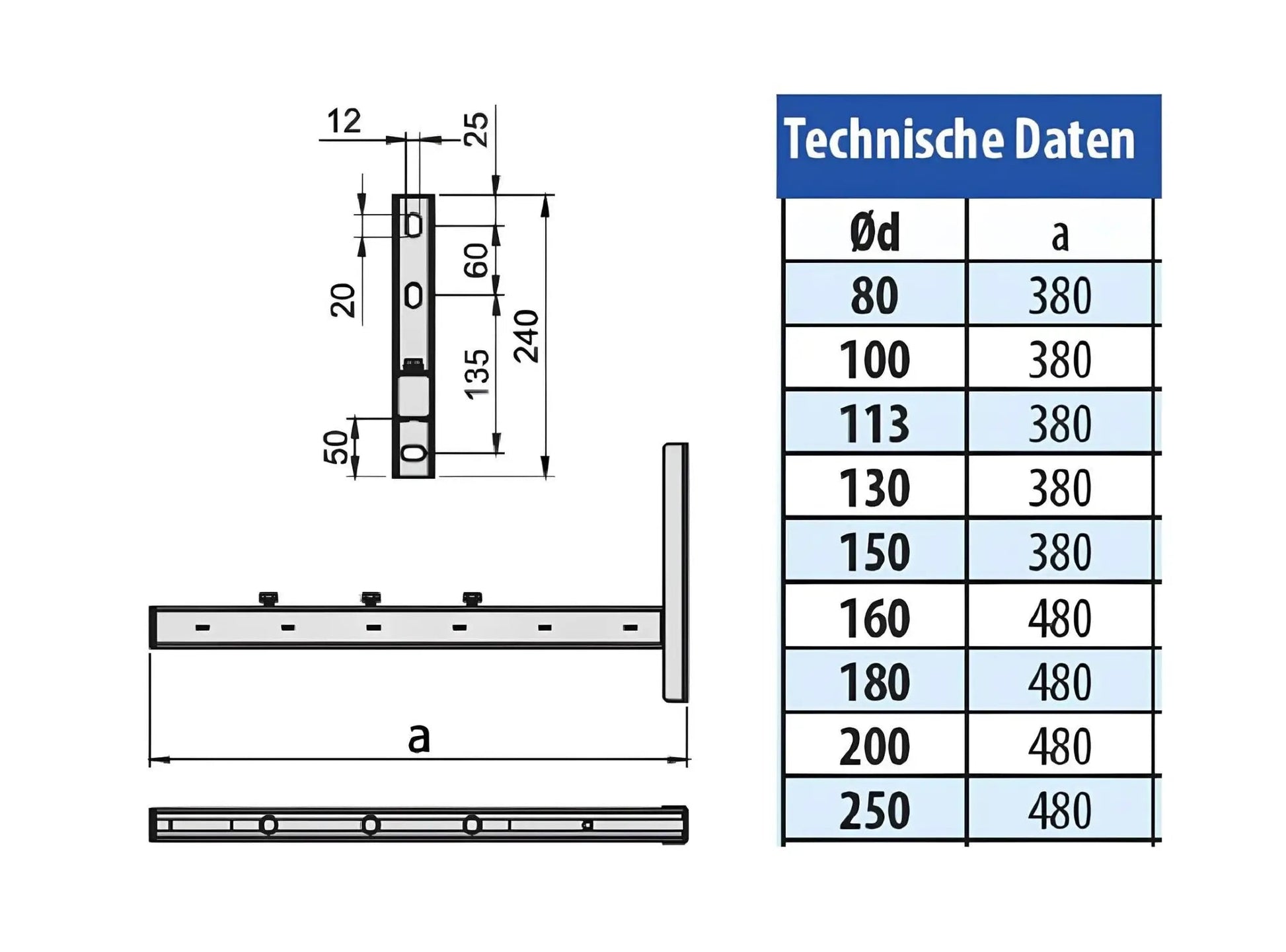 Wandkonsole verstärkt, verstellbar 50 - 150 mm - doppelwandig - eka edelstahlkamine complex D - ofenerlebnis.de
