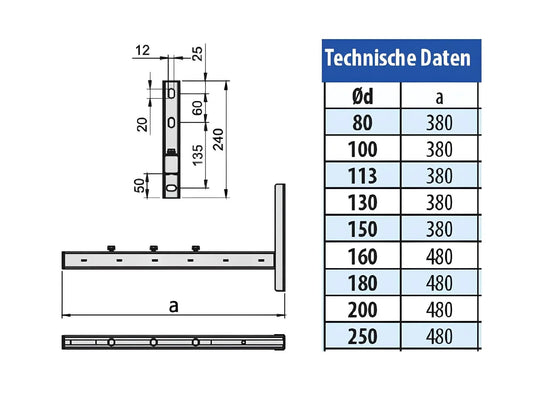 Wandkonsole verstärkt, verstellbar 50 - 150 mm - doppelwandig - eka edelstahlkamine complex D - ofenerlebnis.de