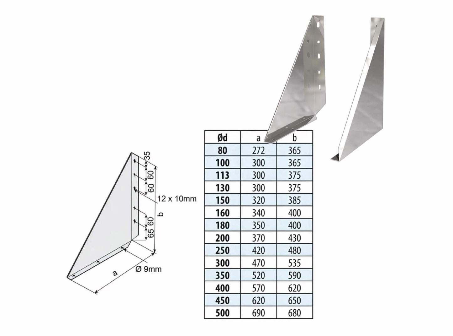 Wandkonsole verstellbar 50 - 90 mm - doppelwandig - eka edelstahlkamine complex D