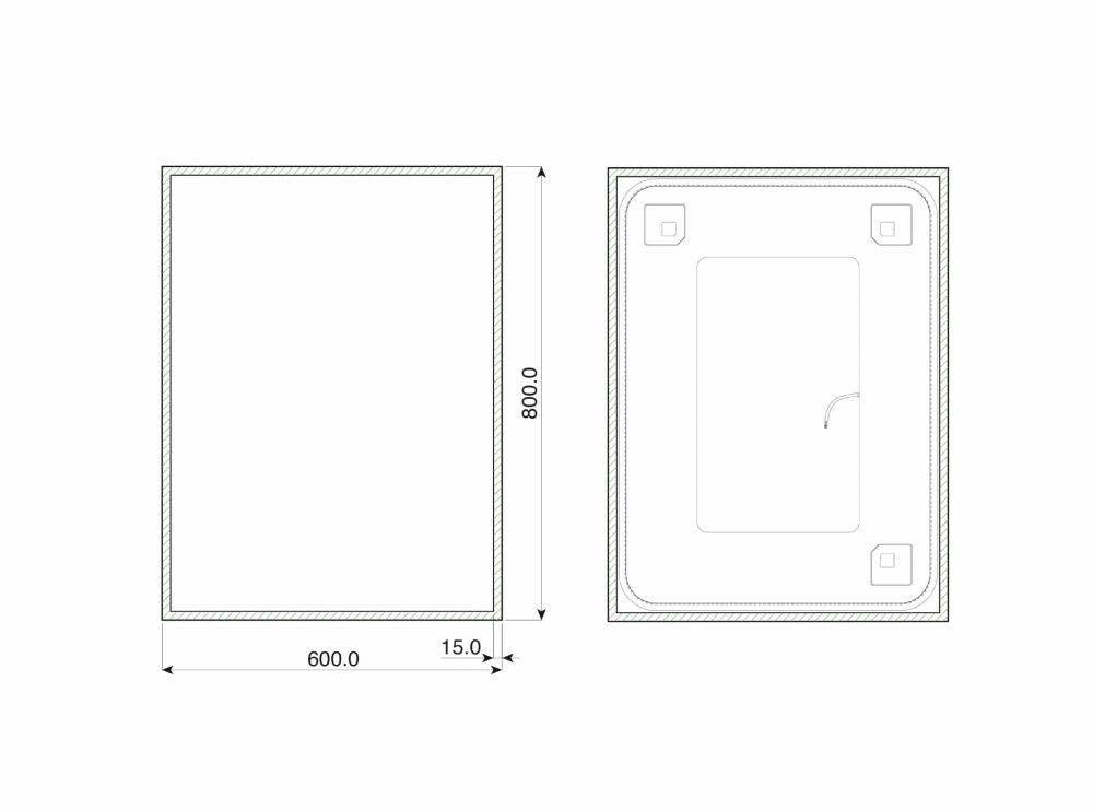 Town – Wandspiegel Rechteckig mit LED, 60 x 80 cm