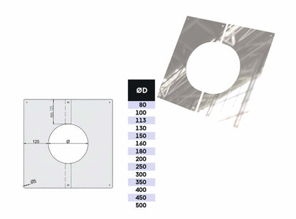 Zweiteilige Blende 0°, 45°, 60° - doppelwandig - eka edelstahlkamine complex D